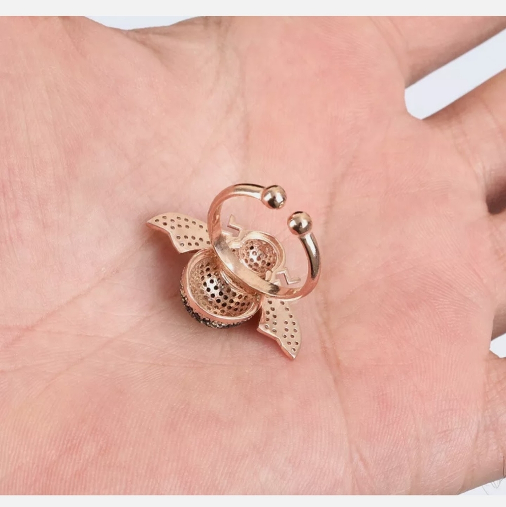 Sweet onyx & topaz bumble bee ring sz6 adjustable - Picture 4 of 4